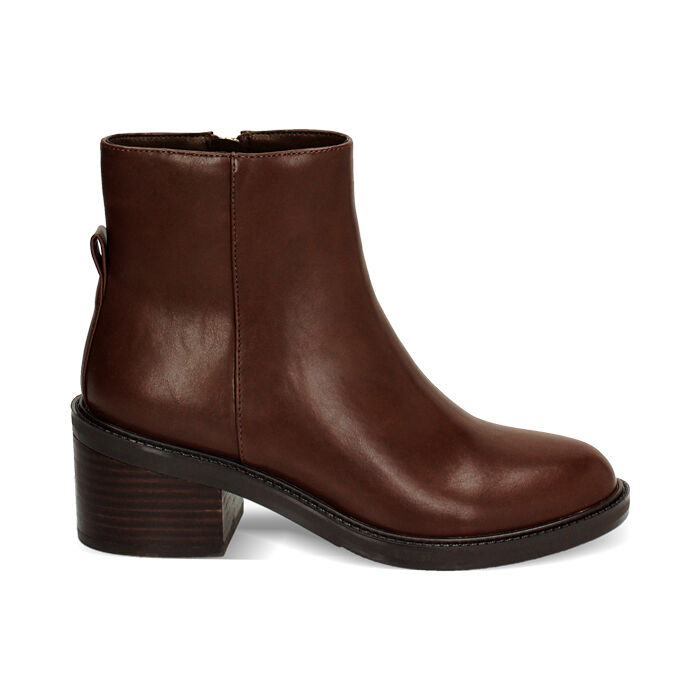 Tronchetto cognac basic, tacco largo 5 cm, Primadonna, 242723602EPCOGN035