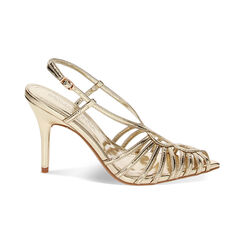 Sandali oro in laminato, tacco 9,5 cm, Ultime occasioni, 232107903LMOROG035, 001 preview