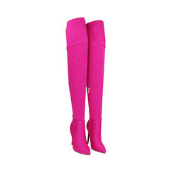 Stivali overknee fucsia in lycra, tacco 10,5 cm, Primadonna, 202118621LYFUCS035, 002 preview