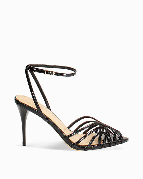 Sandalias negras tac&oacute;n 9 cm, BLACK