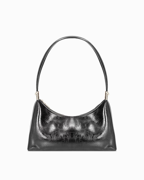 Mini bag negra brillante con bandolera removible, BLACK