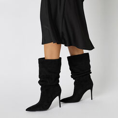 Bottines noires en microfibre avec talon de 10 cm, Primadonna, 262104527MFNERO036, 002a