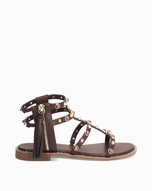 Sandali bassi testa di moro con borchie, DK BROWN