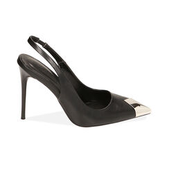 Décolleté slingback nere con puntale, tacco 10,5 cm, Primadonna, 212179733EPNERO036, 001 preview