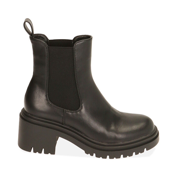 Chelsea boots neri, tacco 5,5 cm , Primadonna, 200638206EPNERO035