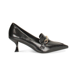 Mocassini lucidi neri con tacco di 5,8 cm, Primadonna, 264934907EUNERO035, 001 preview
