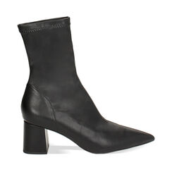 Tronchetto nero elastico, tacco 6 cm, Primadonna, 242121501EPNERO038, 001a
