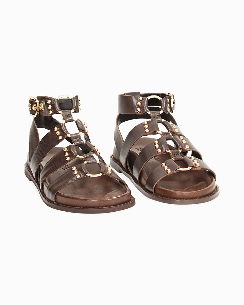 Sandali bassi donna marroni in pelle image number null
