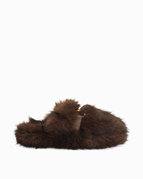 Pantoufles brun fonc&eacute; avec semelle en caoutchouc, DK BROWN