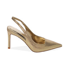 Décolleté slingback oro, tacco 9 cm, Primadonna, 212194101TSOROG035, 001 preview