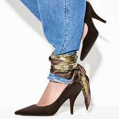 Escarpin en microfibre brun foncé avec talon de 9 cm, Primadonna, 262744601MFMORO035, 002a