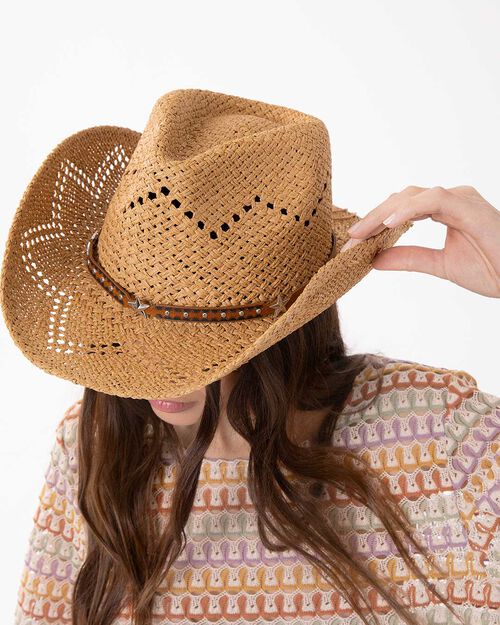 ACCESSORI CAPPELLO SINTETICO RAFFIA COGN, COGNAC