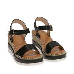 Sandali neri in sughero, zeppa 8,5 cm  , 172153902EPNERO037, 002a
