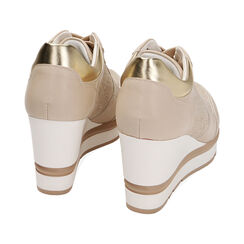 Sneakers beige, zeppa 8,5 cm, Primadonna, 212816630EPBEIG036, 003 preview