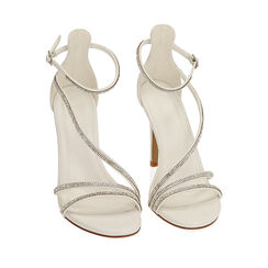 Sandali bianchi con strass, tacco 10 cm, ULTIME OCCASIONI, 212174221EPBIAN037, 002a
