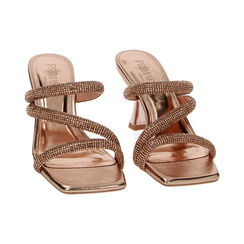 Mules Open Toe rosa-dorado en laminado con piedras, Special Price, 234923451LPRAOR037, 002 preview