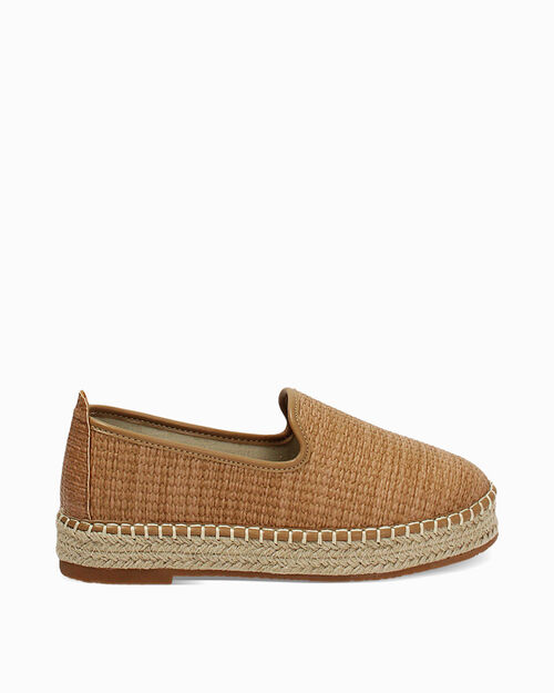 Espadrillas cognac con tacco 3 cm, COGNAC