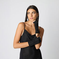 Guantini senza dita con strass neri, Primadonna, 26B424536MPNEROUNI, 002a