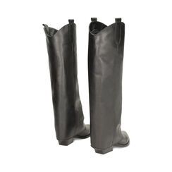 Bottes en cuir noir avec talon de 7,2 cm, Primadonna, 26B800516PENERO035, 004 preview