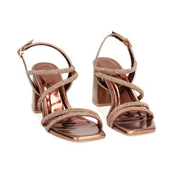 Sandalo donna rame da sera, tacco largo 7,5 cm, Primadonna, 254946303LPRAME035, 003 preview