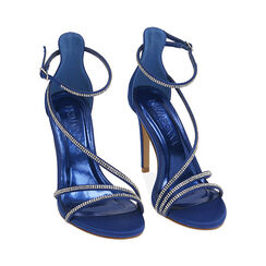 Sandalias azul en raso, tacón de 10 cm., Primadonna, 192174221RSBLUE036, 002 preview