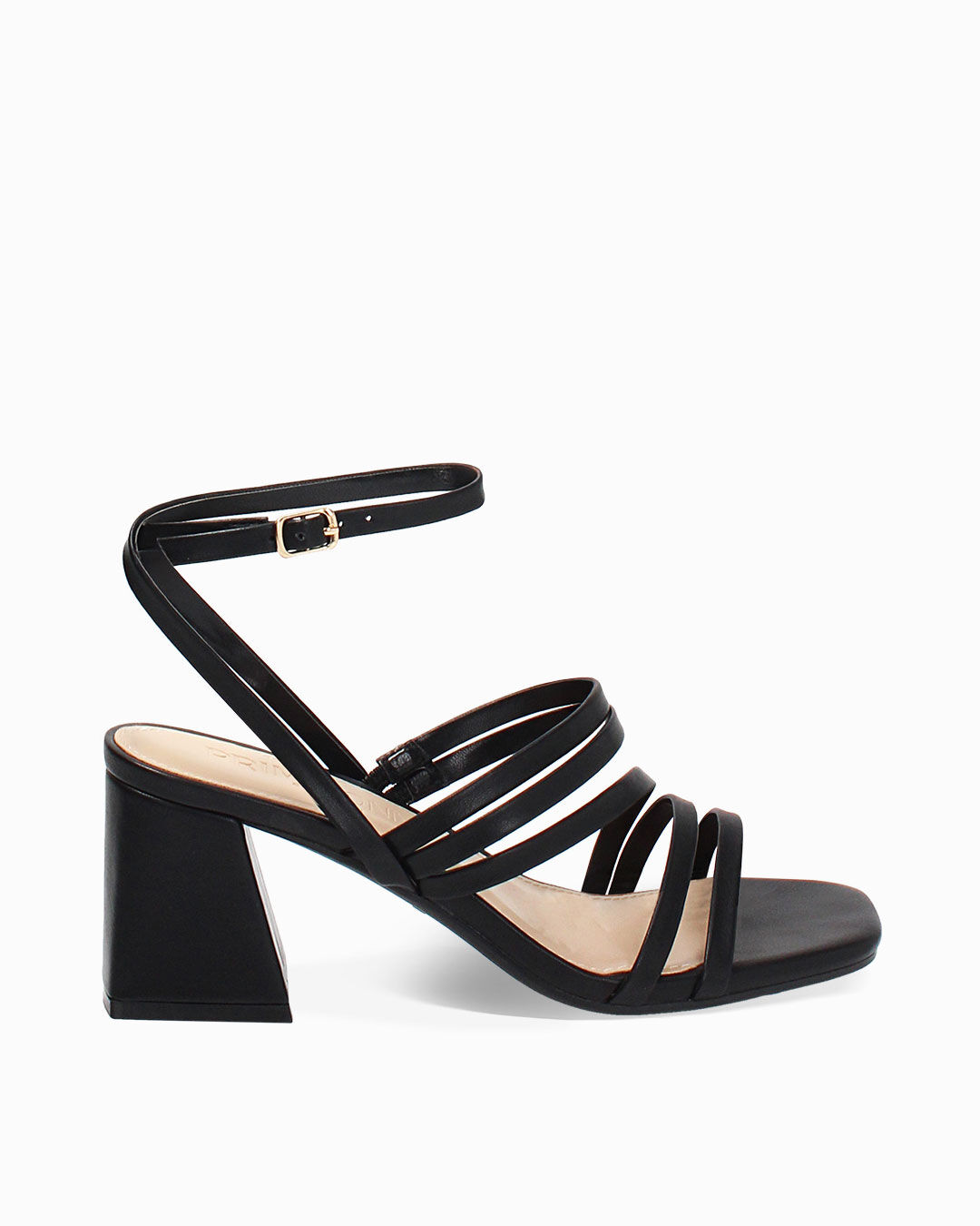 Sandalo donna nero basic, tacco largo 6,5 cm