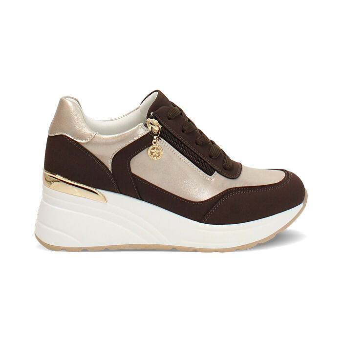 Sneakers testa di moro tacco 6,5 cm, Primadonna, 272812102EPMORO035