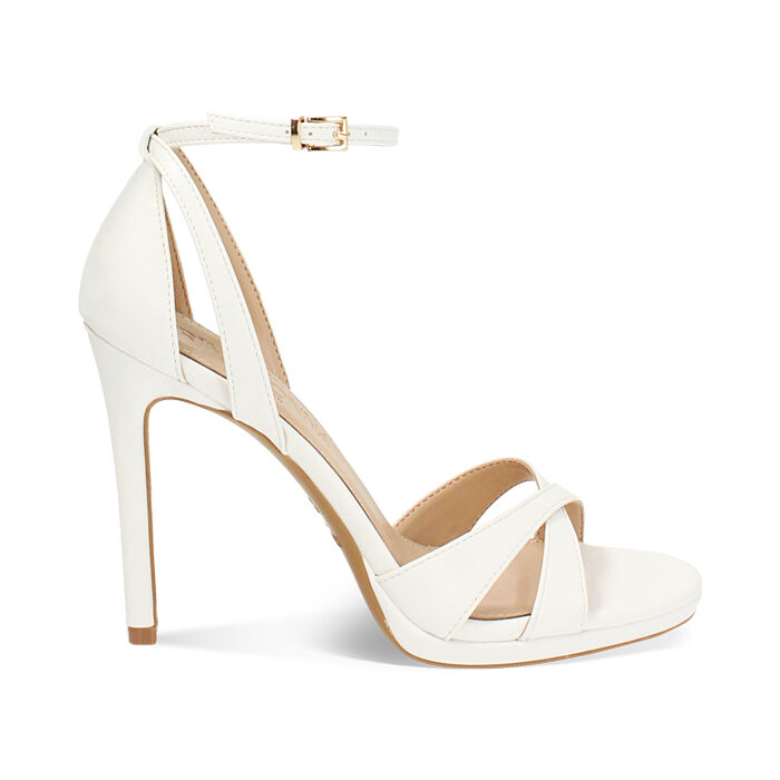 Sandalia con tacón de mujer blanca fashion, Primadonna, 252133436EPBIAN036