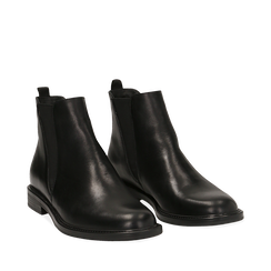 Chelsea boots neri in vera pelle, Stivaletti, 147729504PENERO036, 002a