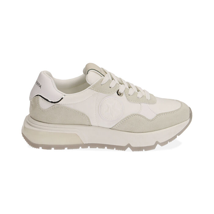 Sneakers bianche in tessuto, SPECIAL SALE, 190623904TSBIAN036