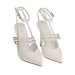 Slingback bianche, tacco 11 cm , SPECIAL SALE, 192186108EPBIAN038, 002a