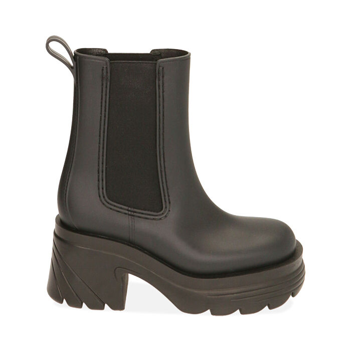 Chelsea boots da pioggia neri in pvc, Primadonna, 200901002PVNERO035