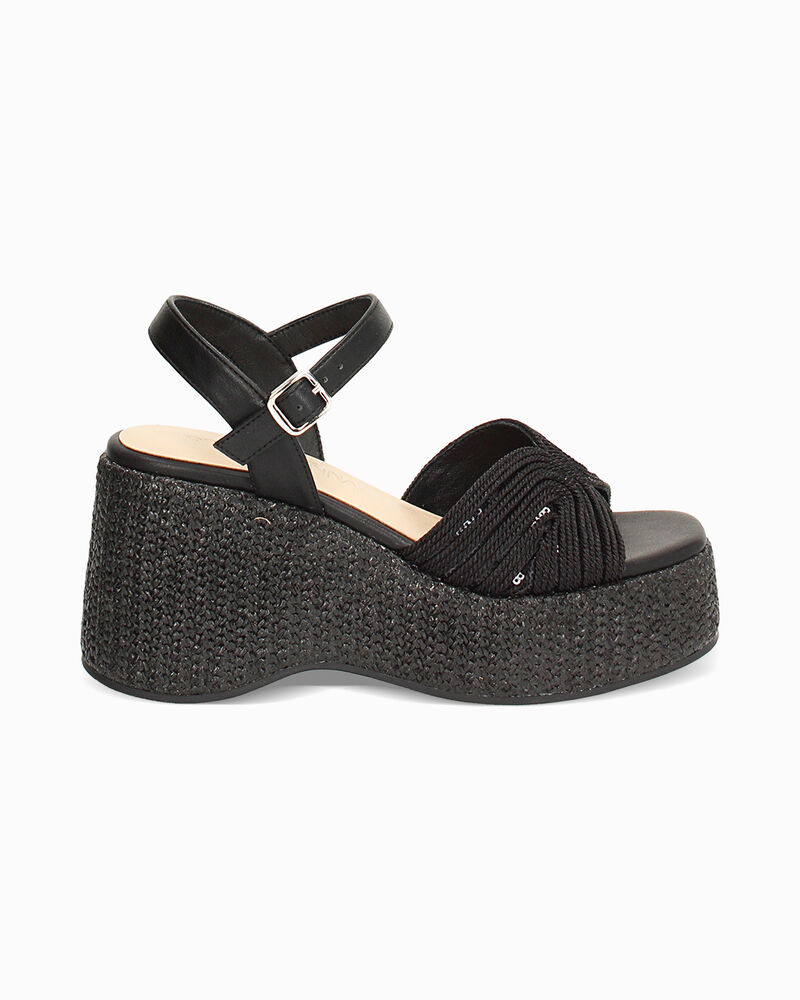 Zeppe donna nere in raffia image number null