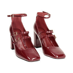 Décolleté bordeaux in naplak, tacco largo 8 cm, Primadonna, 244912907NPBORD036, 002 preview