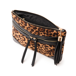 Pochette leopard-marrone in microfibra, Borse, 145122216MFLEMAUNI, 004 preview