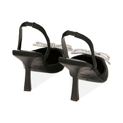 D&eacute;collet&eacute; slingback gioiello nere, tacco 8,5 cm, Primadonna, 212161210RSNERO036, 003 preview