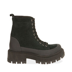 Anfibi neri in camoscio, tacco 5,5 cm  , Special Price, 187204403CMNERO035, 001a