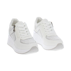 Sneakers bianche con tacco 6,5 cm, Scarpe, 272825016EPBIAN035, 003 preview