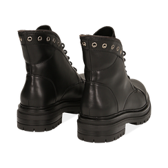 Anfibi neri in eco-pelle con gambale sagomato, Scarpe, 140618196EPNERO036, 004 preview