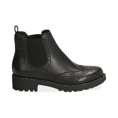 Chelsea boots neri in eco-pelle con lavorazione Duilio, Stivaletti, 140692614EPNERO036, 001 preview