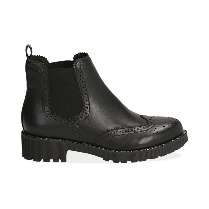 Chelsea boots neri in eco-pelle con lavorazione Duilio, Stivaletti, 140692614EPNERO036
