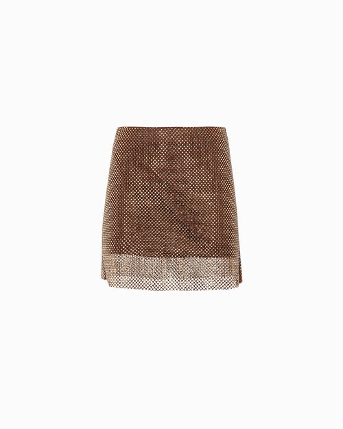 Falda bronce con pedrer&iacute;a brillante, BRONZE