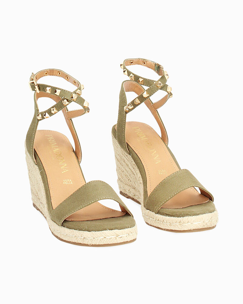 Zeppe donna verde salvia in canvas con braccialetto image number null