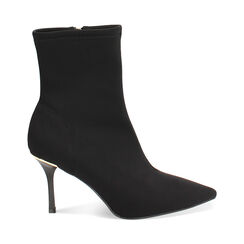 Tronchetti neri in tessuto elasticizzato con tacco 8,4 cm, Primadonna, 262162809LYNERO035, 001 preview