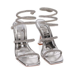 Sandales argent&eacute;es avec serpent talon 10 cm, Primadonna, 212100015LMARGE036, 002 preview