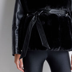 Cappotto nero con cintura, Primadonna, 228502310FUNEROL, 006 preview