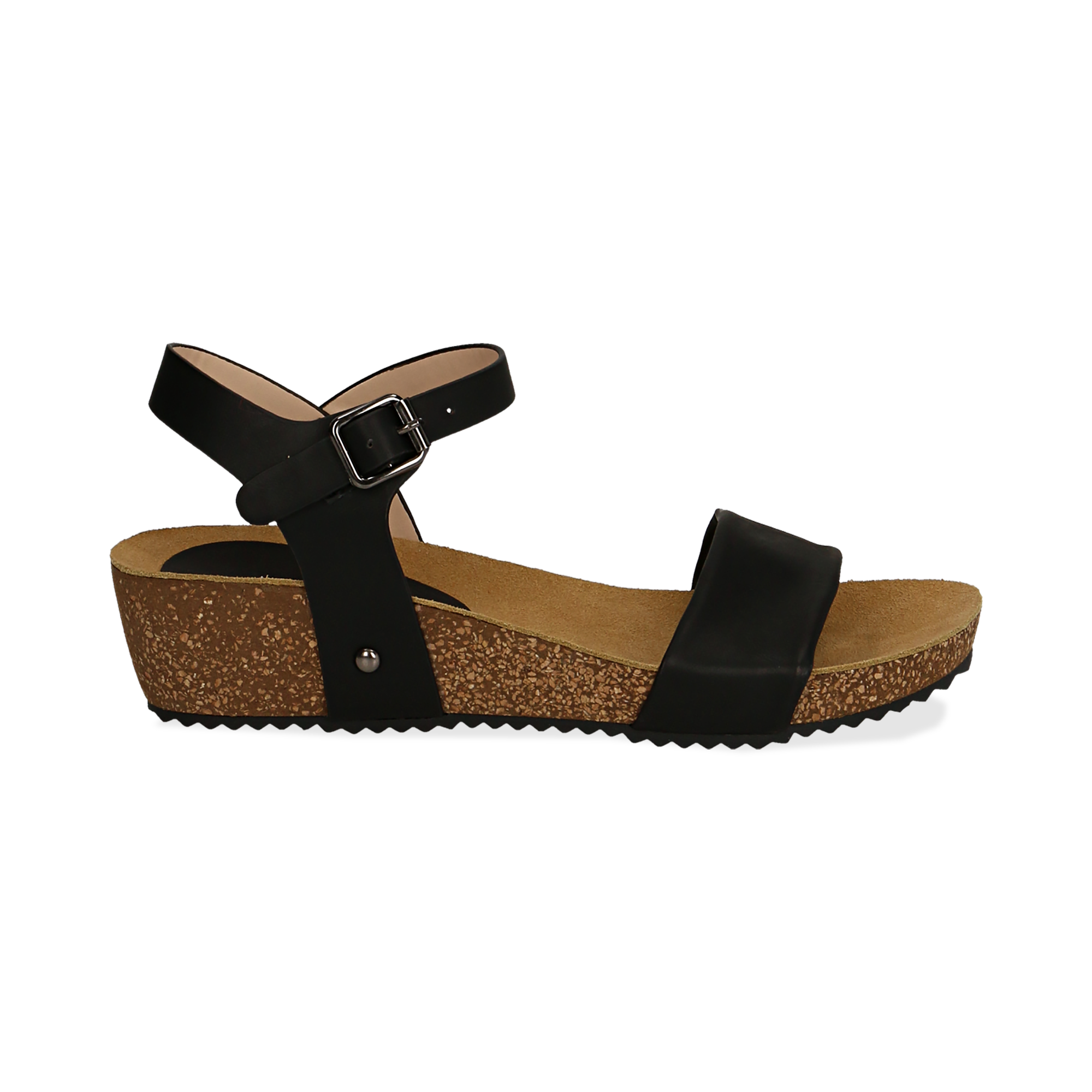 Sandali platform neri, zeppa in sughero 4 cm donna | Primadonna Collection