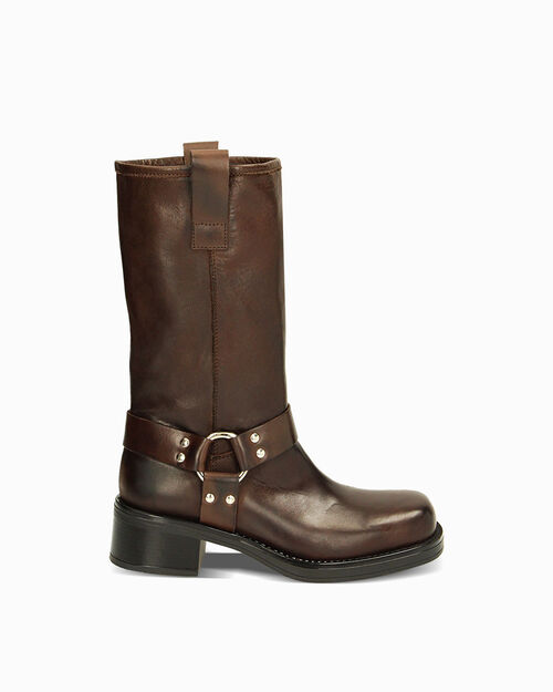 ZAPATOS BIKER PIEL MORO, DK BROWN