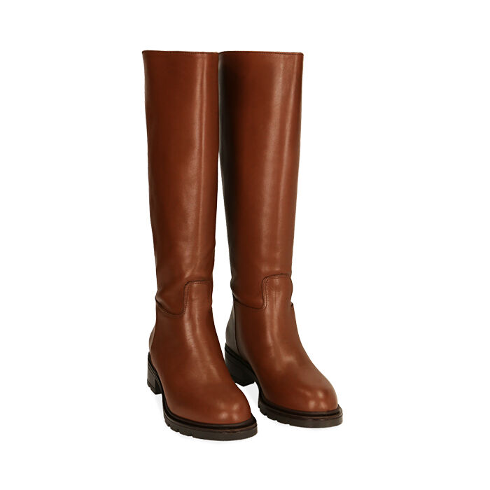 bottes cognac cuir