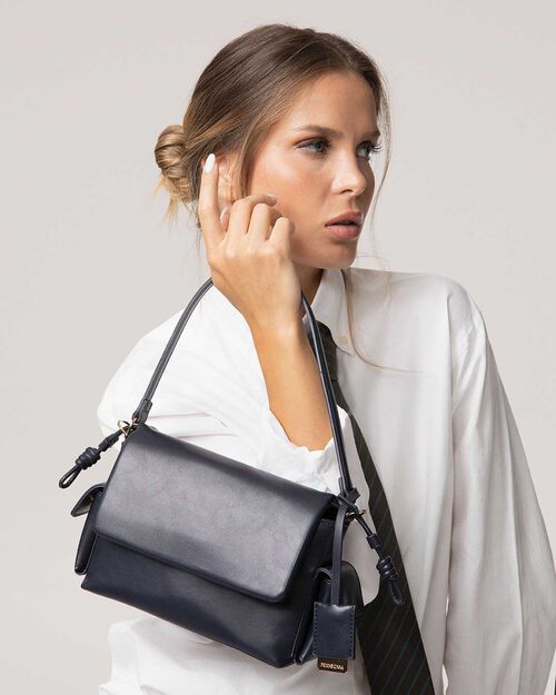 Blue mini bag with removable strap, BLUE